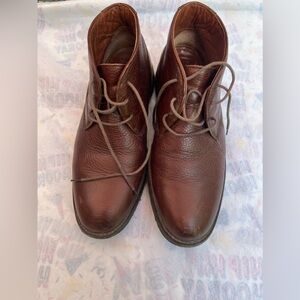 Johnston & Murphy Mens 10.5 Dark Brown Lace Ankle Boots Sheepskin Leather Shoes